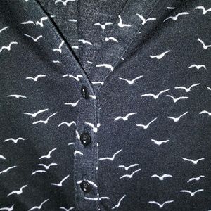 H&M Black blouse with bird print